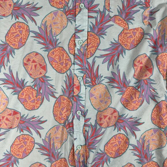 Tipsy Elves Shirt Mens XL Blue Pina Colada Hawaiin S/S Button Up Rayon Blend - Picture 3 of 10